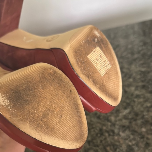 Michael Kors Red Platform chunky Suede Heels EUC 9 - Picture 12 of 15
